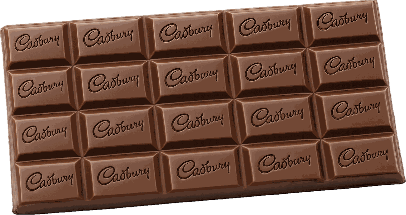 Cadbury Dairy Milk chocolate block, freshly unwrapped