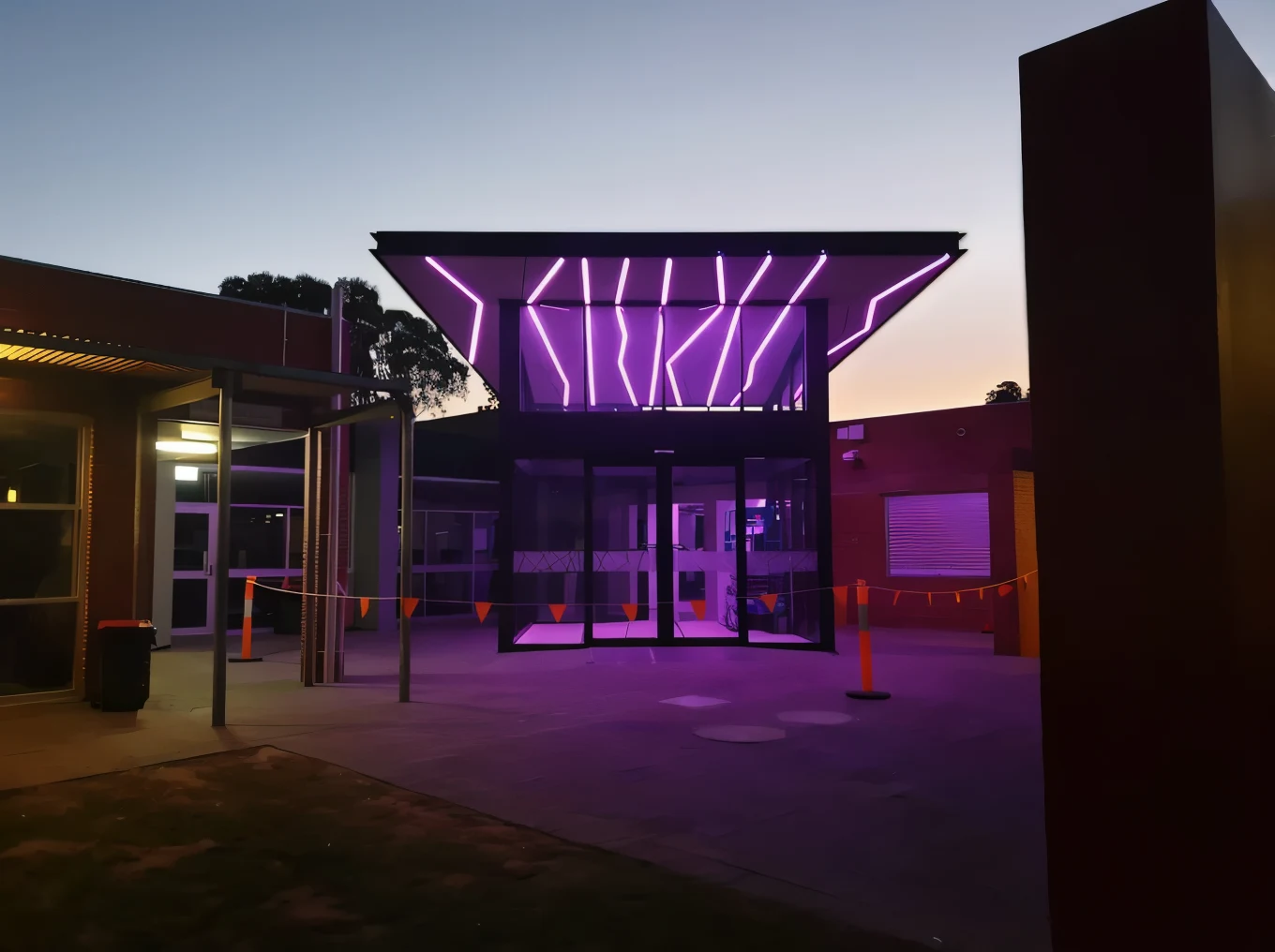 Architectural feature lighting at dusk