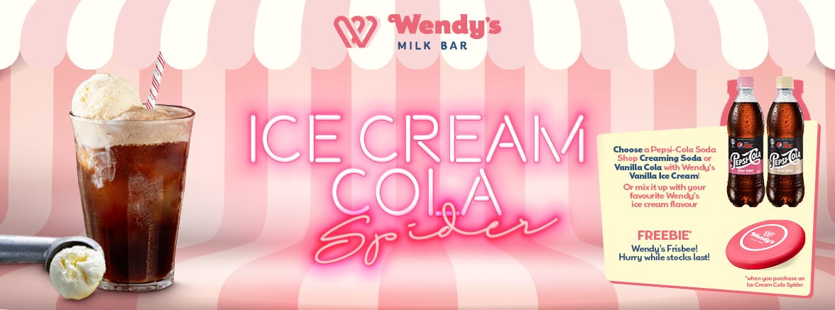 Wendy's Ice Cream Cola Spider — cola float with a scoop of vanilla ice cream